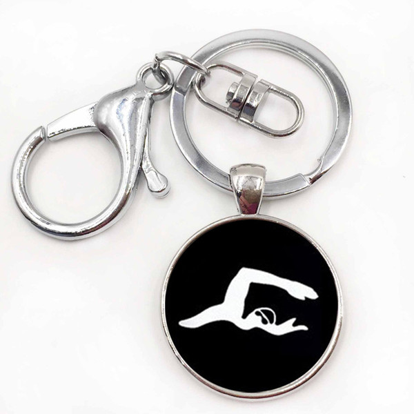 newest casual jewelry swimming key chain charm minimalist swimming men art silhouette keychain sports team gift