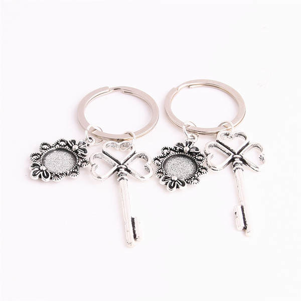 SWEET BELL 3pcs/lot Metal Alloy Zinc Key Chain Fit Round 12.5mm Cabochon Base Key Charm Pendant Diy Jewelry Making C0886-3