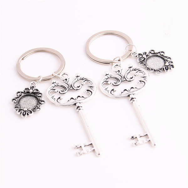 SWEET BELL 3pcs/lot Metal Alloy Zinc Key Chain Fit Round 12.5mm Cabochon Base Key Charm Pendant Diy Jewelry Making C0886-2