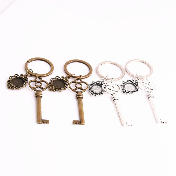 SWEET BELL 3pcs/lot Metal Alloy Zinc Key Chain Fit Round 12.5mm Cabochon Base Key Charm Pendant Jewelry Making C0899