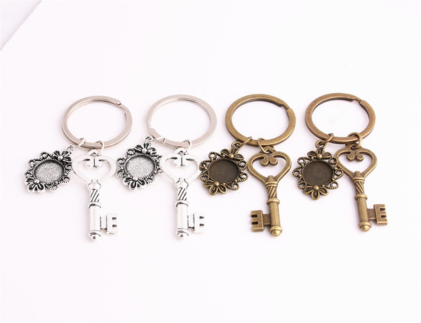 SWEET BELL 3pcs/lot Metal Alloy Zinc Key Chain Fit Round 12.5mm Cabochon Base Key Charm Pendant Jewelry Making C0900