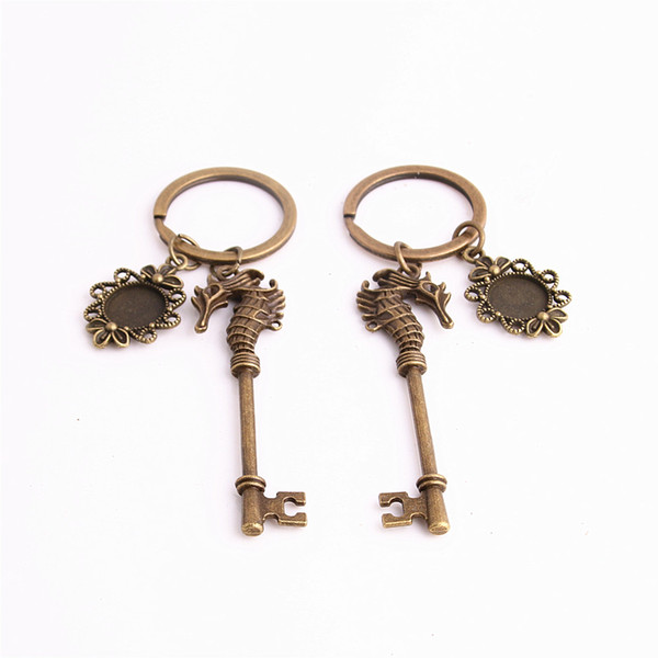 SWEET BELL 3pcs/lot Metal Alloy Zinc Key Chain Fit Round 12.5mm Cabochon Base Key Charm Pendant Diy Jewelry Making C0885