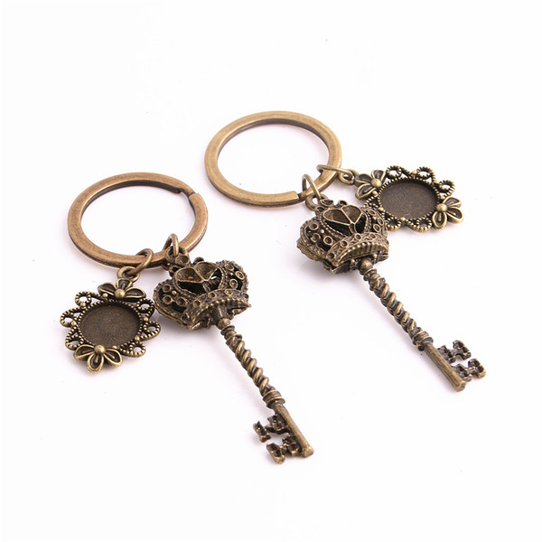 SWEET BELL 3pcs/lot Metal Alloy Zinc Key Chain Fit Round 12.5mm Cabochon Base Key Charm Pendant Diy Jewelry Making C0885-2