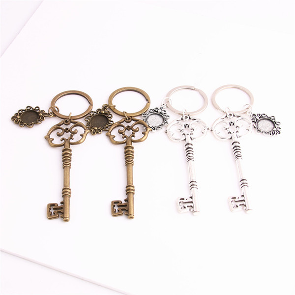 SWEET BELL 3pcs/lot Metal Alloy Zinc Key Chain Fit Round 12.5mm Cabochon Base Key Charm Pendant Diy Jewelry Making C0889