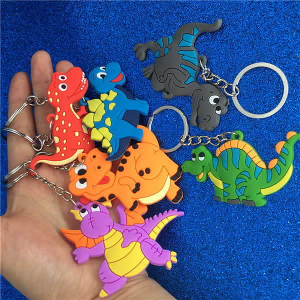 Cartoon Dinosaur Keychain Plastic Cute Animal Colorful Dinosaur Key Chain Key Rings Bag Hangs Fashion Jewelry Will and Sandy DropShip 340110