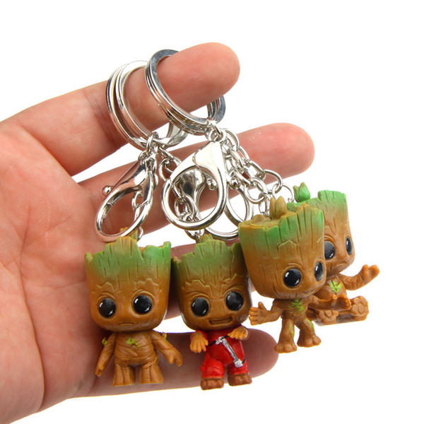 Guardians of the Galaxy Groot Keychain PVC Groot Figure Key Chain Key Rings Holder Toys Fashion Jewelry Will and Sandy Drop SHipping