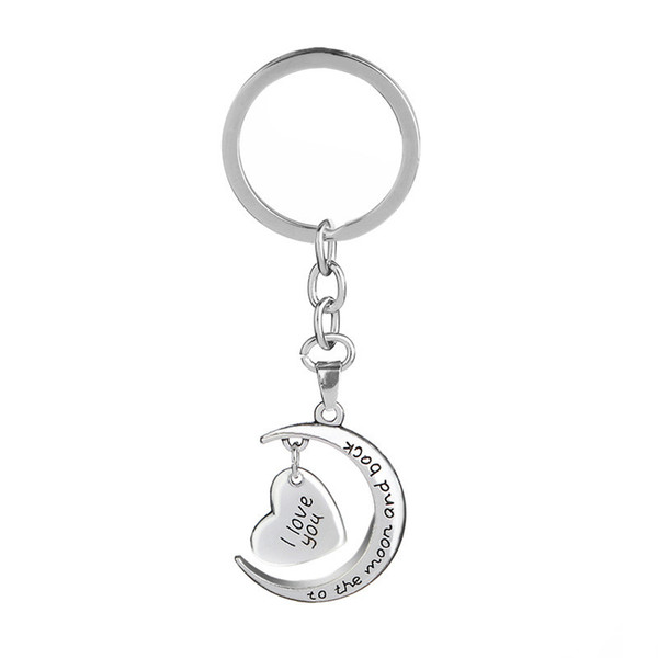 Heart Keychain I Love you to the Moon and Back Keychain Key Rings Bag Hangs Fashion Jewelry