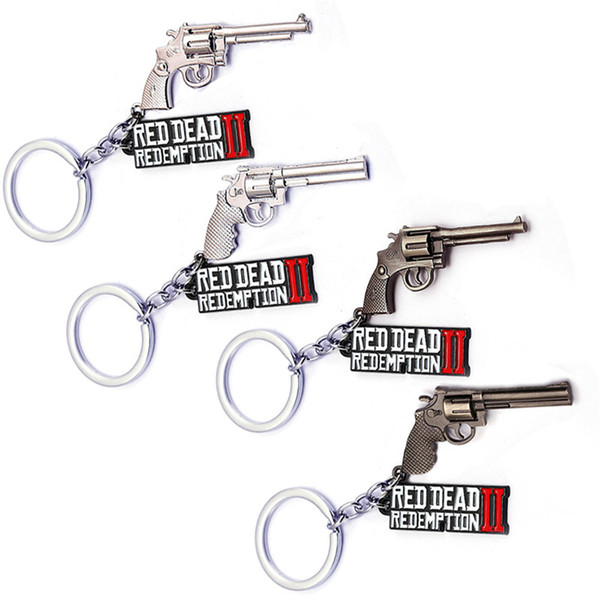 Red Dead Redemption Keychain Metal Letter Tag Pistol Key Chain Key Rings Fashion Jewelry Will and Sand Drop Shipping