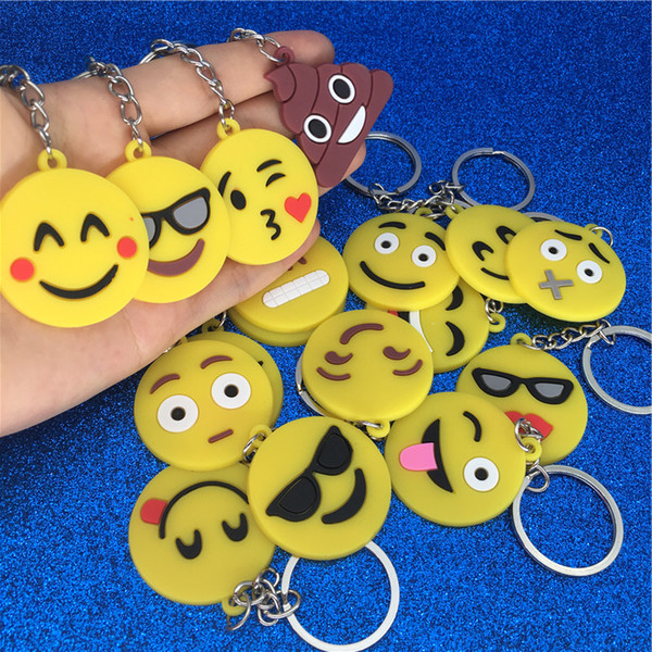 Cartoon Emoji Keychain PVC Emoji Face Keychain Smile Cry Shit Key Chain Key Ring Bag Hangs Fashion Jewelry Drop ship 340109