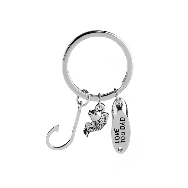 LOVE YOU DAD Fish Hook Keychain Fishhook Key chain Key Rings Best Father Day Gift Will and Sandy Drop Ship 340040