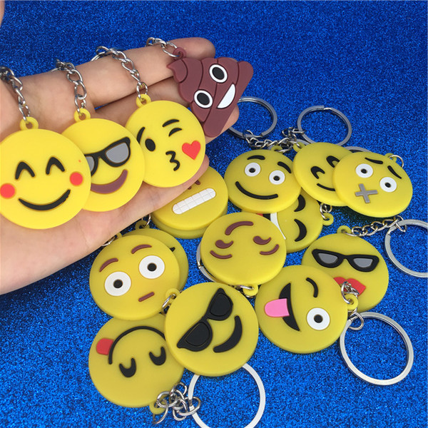 Cartoon Emoji Keychain PVC Emoji Face Keychain Smile Cry Shit Key Chain Key Ring Bag Hangs Fashion Jewelry Will and Sandy Drop ship 340109