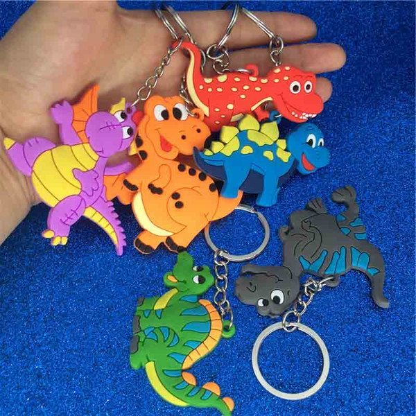 Cartoon Dinosaur Keychain Plastic Cute Animal Colorful Dinosaur Key Chain Key Rings Bag Hangs Fashion Jewelry drop shipping