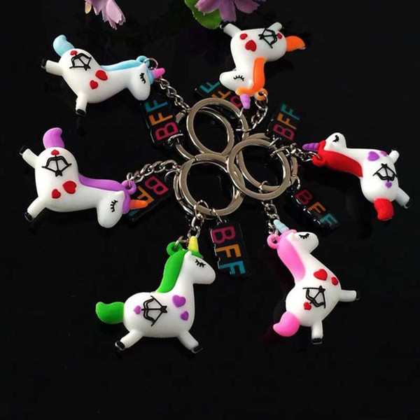 Cartoon PVC Unicorn Keychain Rubber 3D Anime Cute Animal Horse Key Chain Key Ring Kids Toy Pendant Key Holder Trinket Gift