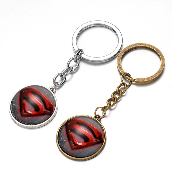 superman Keychain Superman Sign Time Gem Glass Cabochon Keychain Key Rings Bag Hangs Designer Fashion Jewelry Drop Ship 240347