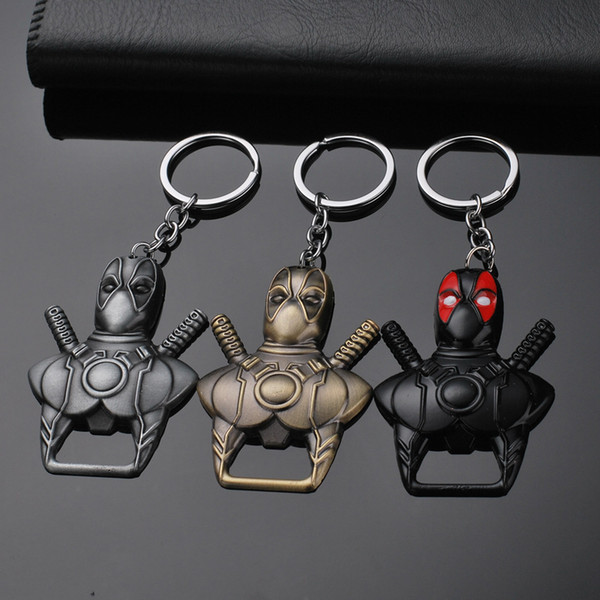 Deadpool Keychain Deadpool Bottle Opener Key Chain Key Rings Black Bronze Holders Fans Jewelry Drop Shipping