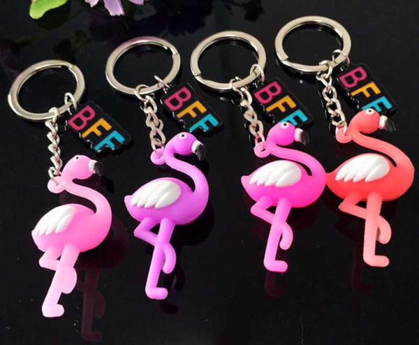 Fashion Cartoon Flamingo Keychain animal PVC BFF Keychain Handbag Car Decor Key Buckle Key Ring Key Chains Jewelry