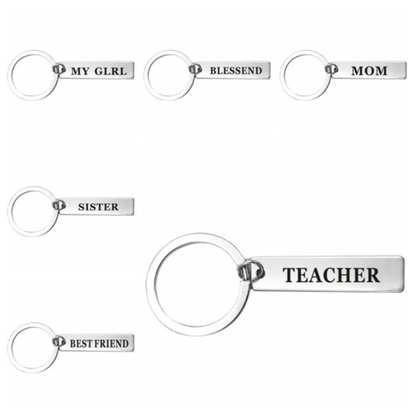 Engraving Stainless Steel Keychain Family Members Key Chain Key Ring Grandma Mom Best Friend Sister Key Chain Will and Sandy Drop ship