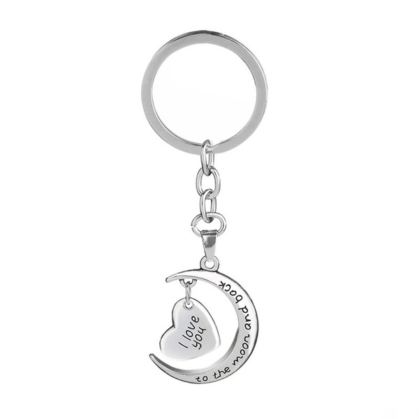 Heart Keychain I Love you to the Moon and Back Keychain Key Rings Bag Hangs Fashion Jewelry Will and Sandy Drop Ship 340090