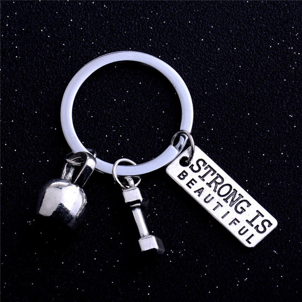 New Sport Keychain Letter Strong I Can Dumbbell Keychain Inspiratinal Key Chain Key Rings Jewelry Will and Sandy Drop Shipping