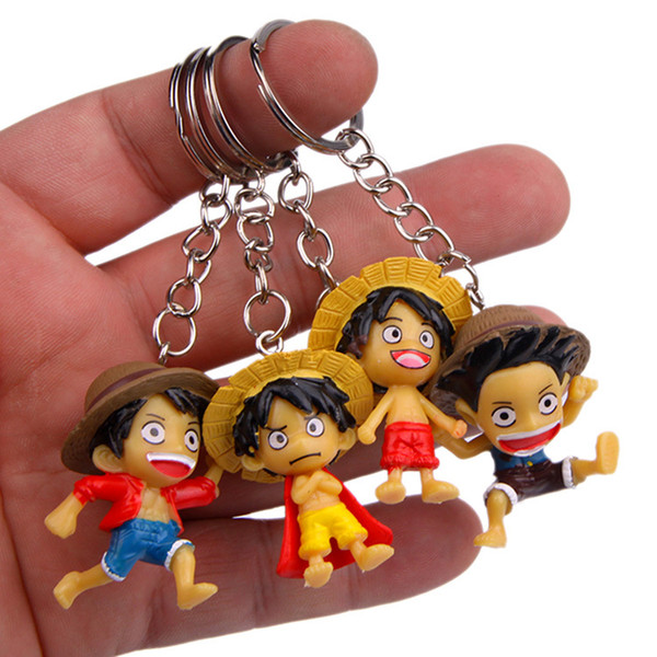 One Piece Keychain Mini PVC One Piece Luffy Figure Key Chain Key Rings Holders Will and Sandy Drop Shipping