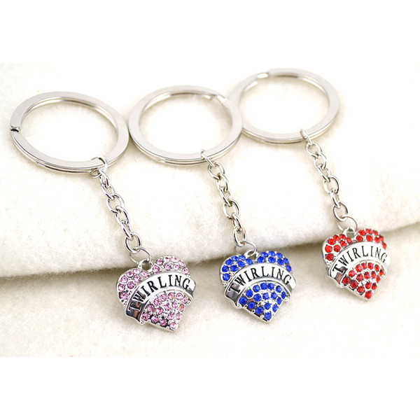 Apricot FU Charm Key Chain TWIRLING Crystal Heart Pendant Key Chain Family Gift For Sister Friends Key Ring