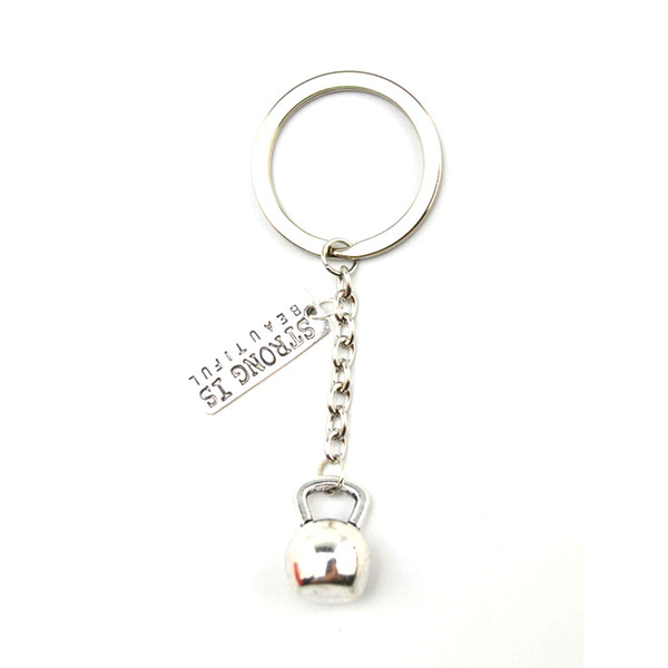 Bodybuilding Gym Sports Weight Lifting Silver Kettlebells Fitness ME VS ME Pendants Charm Keychains For Man