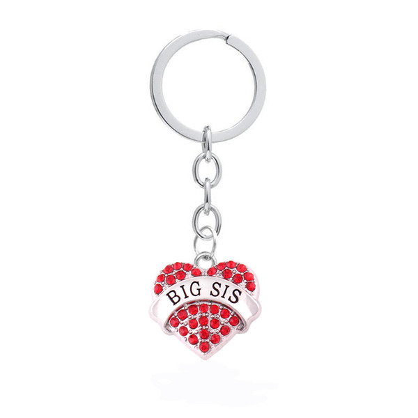 Fashion Four Color Crystal Style Heart Keychains BIG SIS Family Party Gifts Handbag Key Rings Jewelry