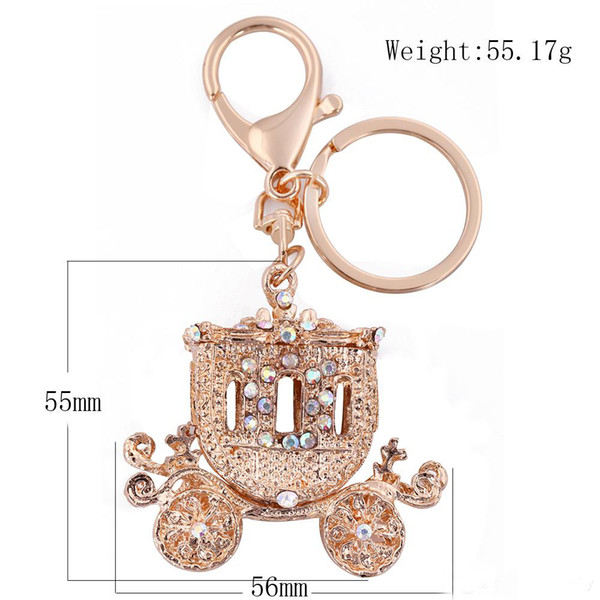 Wholesale Retail Fashion Personalized Rose Gold Plated Pumpkin Carriage Cartoon Keychain Metal For Girl Gift