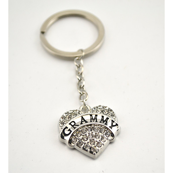 Apricot Fu Material Alloy Diy Engraved Letter Heart Crystal Charms Pendent GRAMMY Key Chains For Women