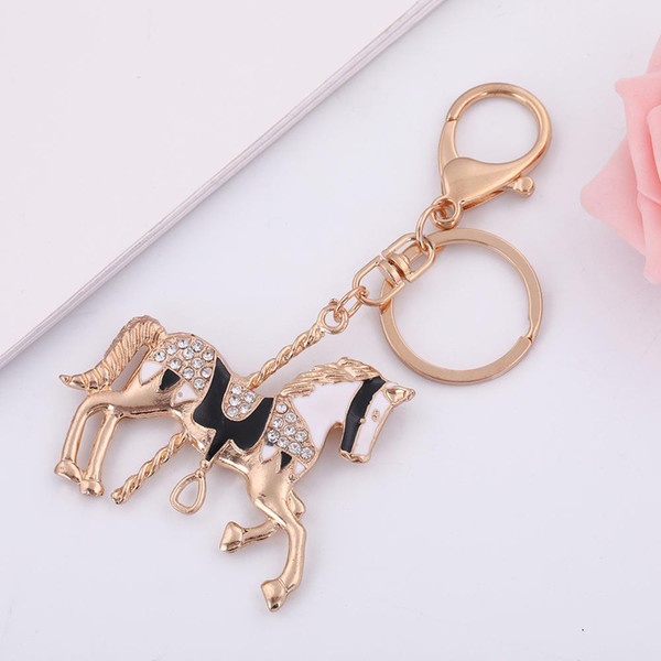 Wholesale Newest Retail Fashion Good Quality Alloy Material Jewellery Women Enamel Horse key Chain Metal