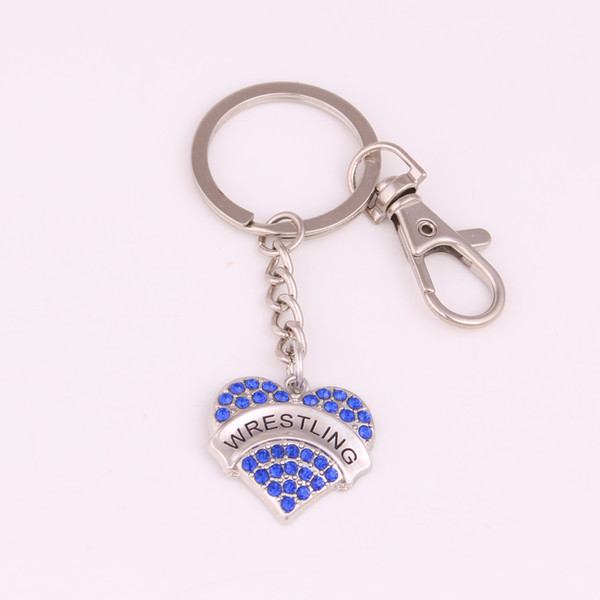 High Quality Key Chain Lobster Clasp For Women Sparkling Crystals Heart Shape Charm WRESTLING Drop Shipping