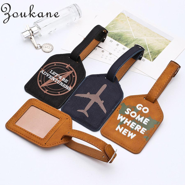 Wholesale Zoukane Leather Trapezoid Luggage Tag Label Bag Pendant Handbag Travel Accessories Name ID Address Keychains LT02