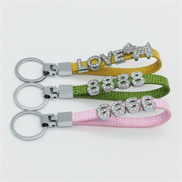 Wholesale 20PCS/Lot 10MM DIY Car Keychains Fashion Personalized Key Rings Fit 10MM Slide Letter&Number Charms KC01