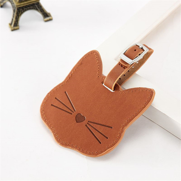 Zoukane Portable Lovely Cat Leather Suitcase Luggage Tag Label Bag Pendant Handbag Travel Accessories Name ID Address Tags LT12A