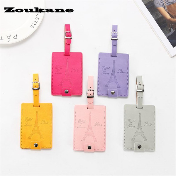 Zoukane Eiffel Tower Suitcase Leather Luggage Tag Label Bag Pendant Handbag Travel Accessories Name ID Address Tags Hot Sale LT07