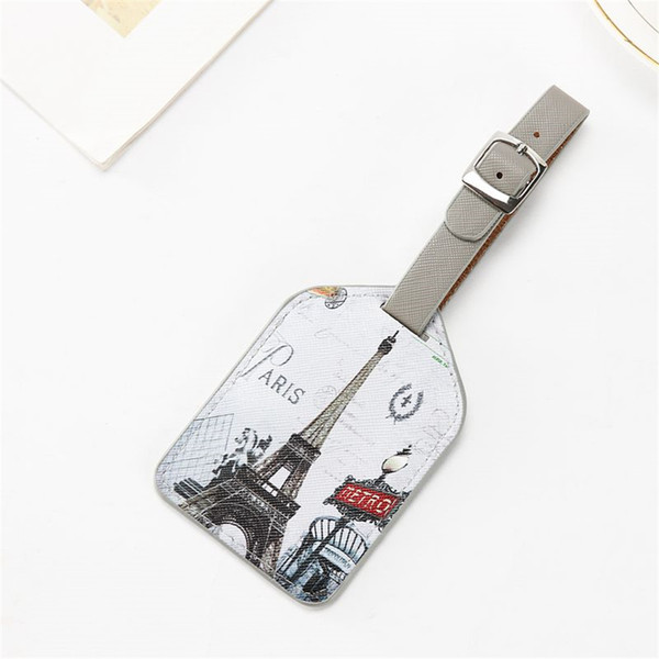 Zoukane Portable Eiffel Tower Old Times Suitcase Leather Luggage Tag Label Bag Pendant Handbag Travel Accessories Name ID Address Tags LT08A