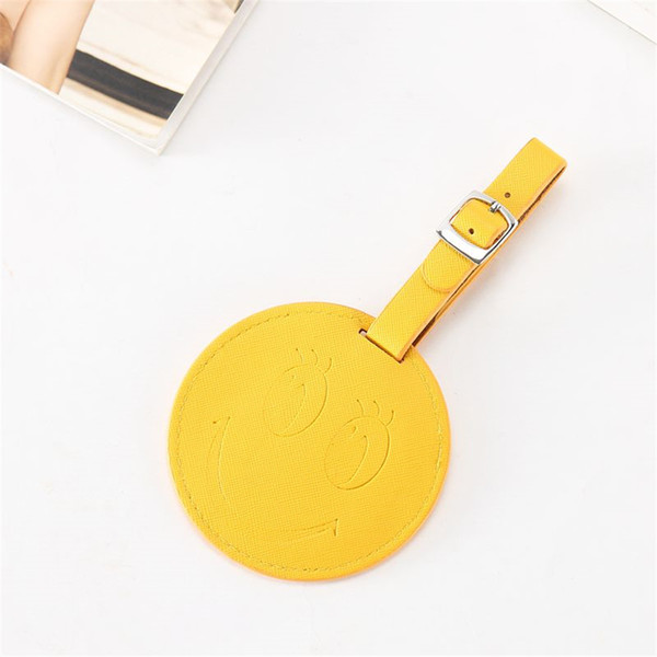 Zoukane Portable Leather Round Smiley Face Suitcase Luggage Tag Label Bag Pendant Handbag Travel Accessories Name ID Address Tags LT10A