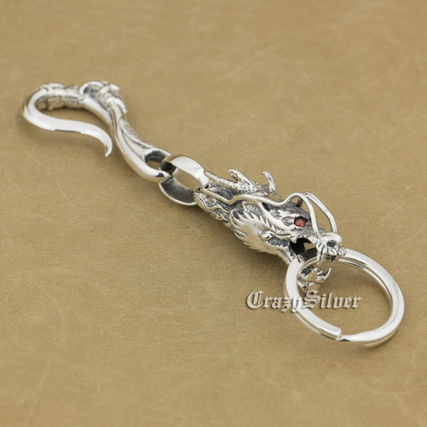 925 Sterling Silver Dragon Claw Hook Mens Biker Rocker Punk KeyChain 8C019KC