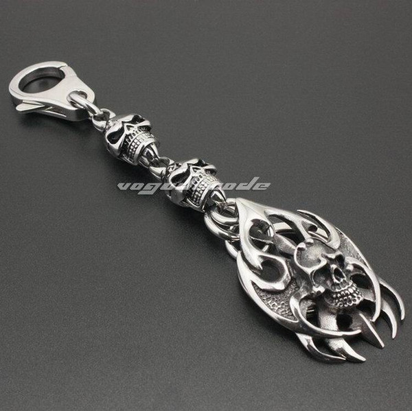 Unique 316L Stainless Steel Tribal Tattoo Blade Skull Mens Keychain 6H001KC