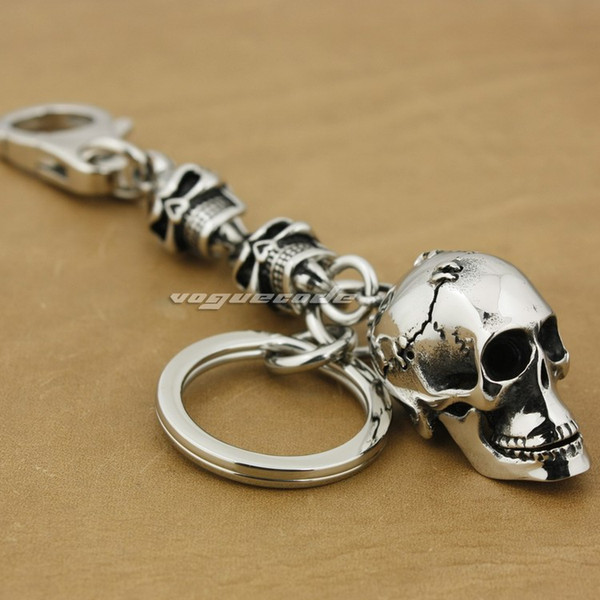 Unique 316L Stainless Steel Skulls Mens Key Ring Biker Punk Keychain 3G002KC