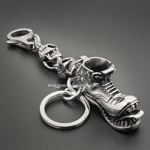 Skull Boot 316L Stainless Steel Mens Biker Rocker Punk Keychain 4S026KC