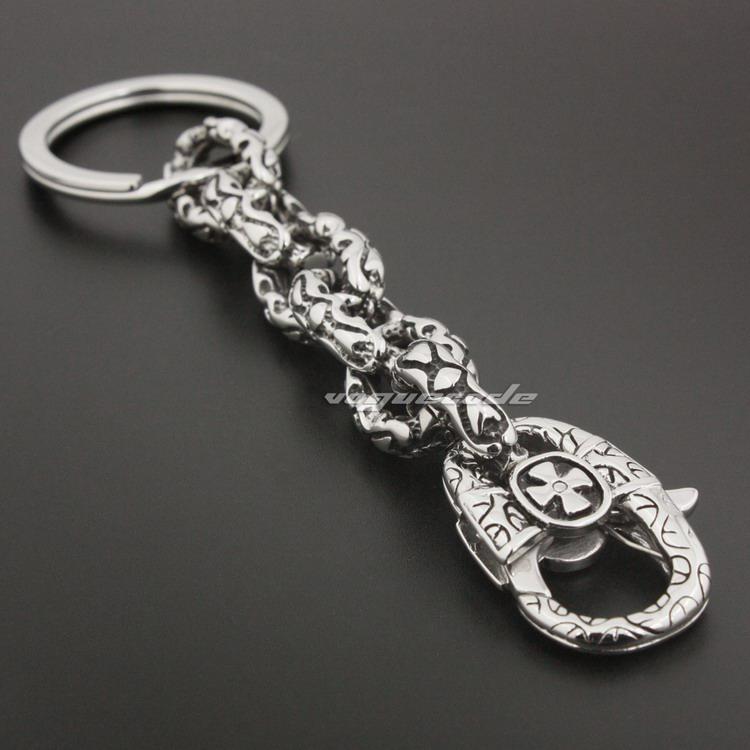 316L Stainless Stee Heart Cross Mens KeyRing Keychain 5S003KC