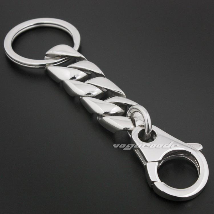 316L Stainless Steel Mens KeyRing Biker Rocker Keychain 5L019KC Punk Jewelry