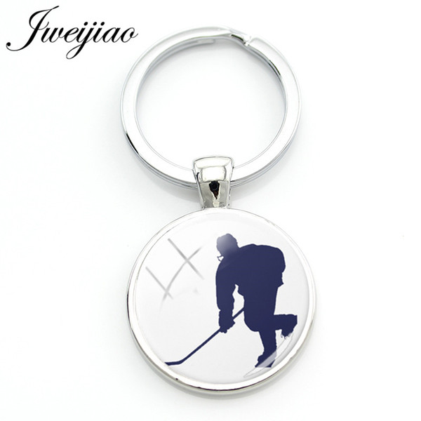 JWEIJIAO Fashion rollar/Ice hocker Keychain Hockey player Figure Silhouette Picture Key Chain Keyring Bag Key Pendant HY11