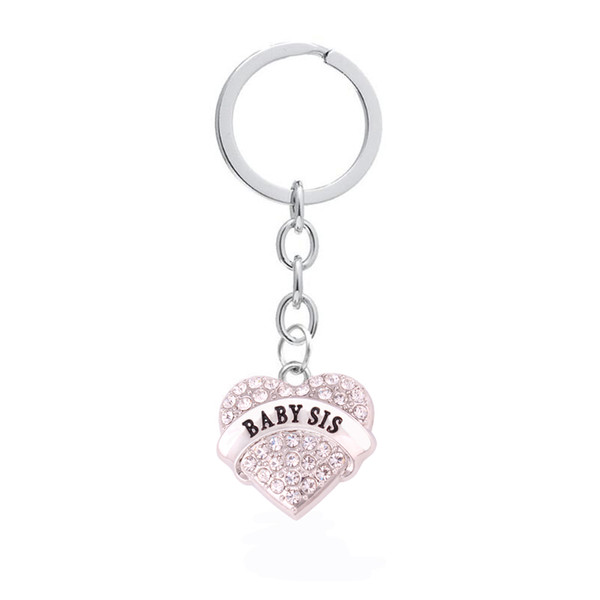 Crystal Keychain Big Middle Little Baby Sis Key Ring Heart Pendant Fashion Jewelry Birthday Gift For Sister Friends