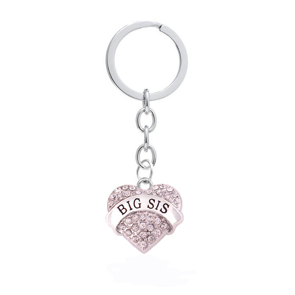 Big Sister Crystal Colorful Heart Key Chains Gifts For Family Sis Keychain Jewelry Chain Charm Key Ring Women Accessories