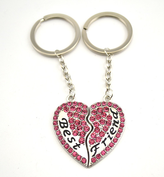 Best Friends Broken Heart Keychain BFF Keyring Rhinestone Key Holder For Friendship/Sisterhood Women's Fashion Jewelry