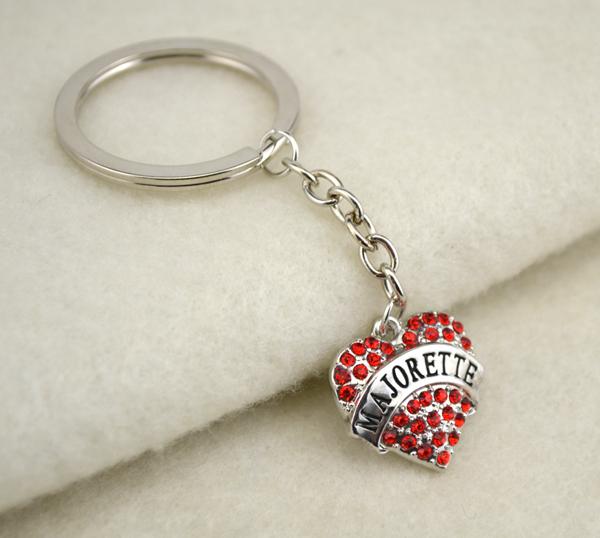 Hot Selling Rhodium Color Crystal Heart Alphabet MAJORETTE keychain Jewelry Making