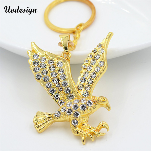 Uodesign Mens Necklaces Gold Carstal Flying Eagle Pendant Choker Male HipHop Fashion Animal Jewelry Accessories