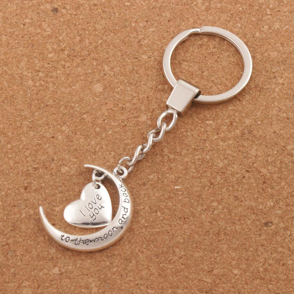 8Styles Key Chains I Love You To The Moon And Back Keychain Key Rings KC23 Fashion Jewelry